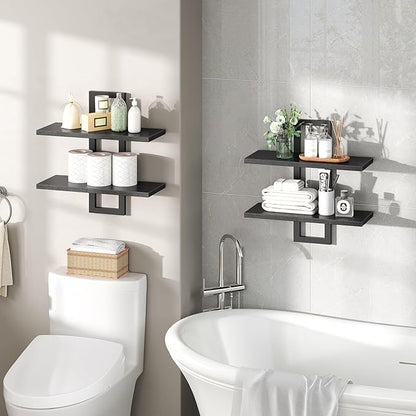 HOOBRO Floating Shelves, 15 Inch Wall Shelf Set of 2, Wall Mounted Storage - Image 4