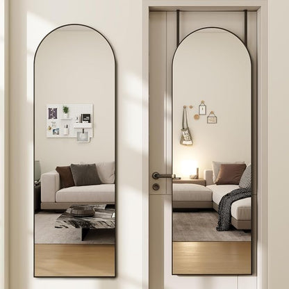 Arched Full Length Door Mirror 14x48, Metal Frame by JAWGLOW
