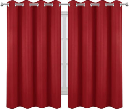 LEMOMO Bright Red Blackout Curtains 52 x 54 Inch Length/Set of 2 Curtain - Image 2
