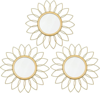 3 Pack Metal Mirrors for Wall Sunburst Wall Mirrors Home Décor Decorative by Uaussi