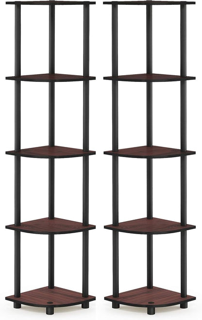 Furinno TURN-N-TUBE Corner Shelf Set of 2, 5-Tier Corner Bookshelf, Open - Image 5