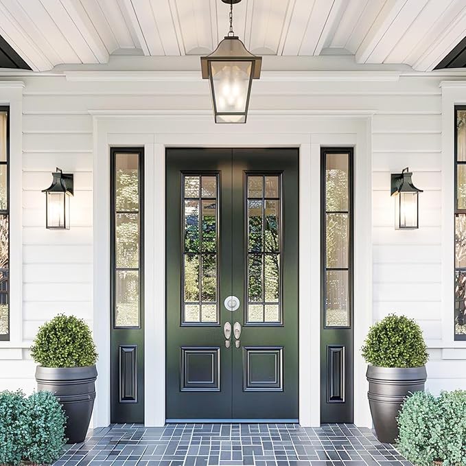 THE BLOOM TIMES 2ft Faux Boxwood Plants Outdoor Set of 2, Topiary Balls Artificial Outside Trees, 24" UV Resistant Fake Greenery Bushes & Shrubs for Front Porch Planter