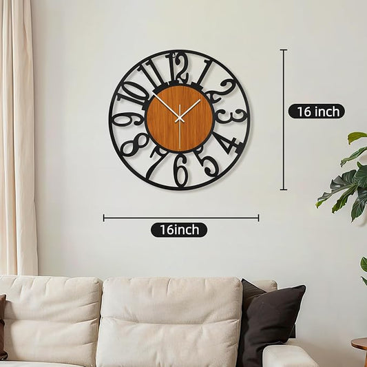 Maxstar Round Wall Clock for Living Room Decor Battery Operated Non Ticking - Image 2