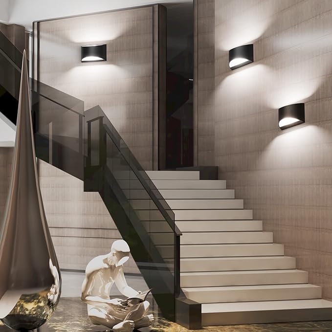 Aipsun Indoor Black Modern LED Wall Sconce Interior Wall Lights Set of 2 - Image 6