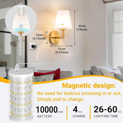 Vimhou Peel and Stick Wall Sconces, Stick On Wall Sconce Set of 2, Battery - Image 7