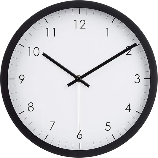 Amazon Basics Classic 12" Round Wall Clock, Silent Non Ticking, Battery Operated by AmazonBasics
