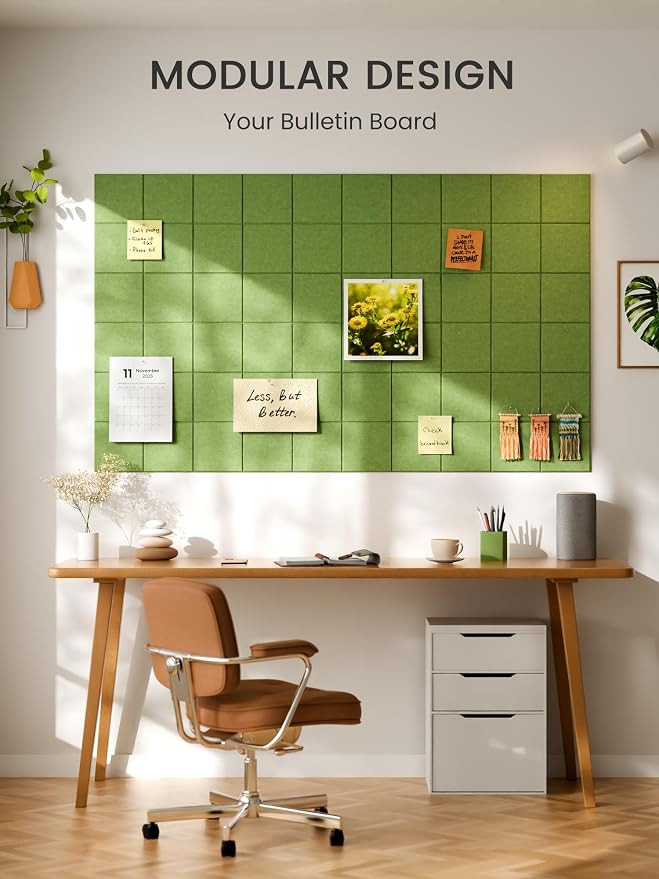 Bumusty Large Felt Bulletin Board, 30 Push Pins, 40 Adhesive Tabs, Kelly Green - Image 6