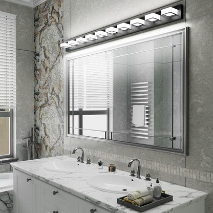 Ralbay 66inch Matte Black Bathroom Vanity Lights Metal Acrylic LED Modern Black - Image 8
