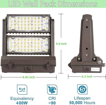Dusk to Dawn 120W Rotatable LED Wall Pack Light, 5000K 16800LM 600-800W HPS/HID - Image 7