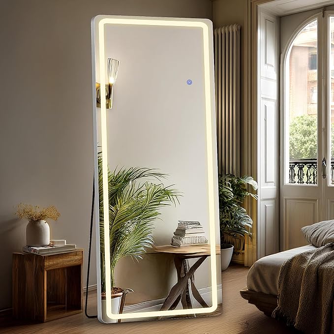 DUMOS LED Full Length Floor Mirror, 3 Color Lighting, Hanging or Leaning by DumosLifestyle