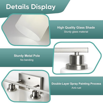 Ascher Bathroom Light Fixtures, 4-Light Vanity Light Over Mirror, Brushed - Image 5