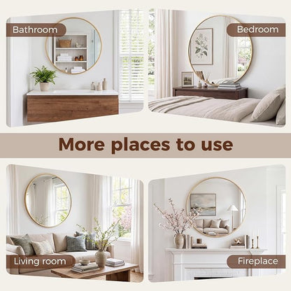 NEWBULIG 24 Inch Round Wall Mirror, Bathroom Mirror - Image 6