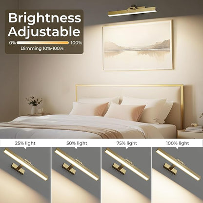 Afyuol Picture Lights for Wall, Brushed Gold Battery Operated Picture Light - Image 6