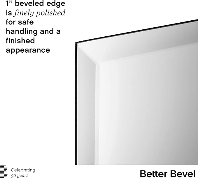 Better Bevel Frameless Rectangle Mirror, 16-in x 24-in Bathroom Wall Mirror - Image 4