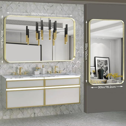 Gold Metal Framed Bathroom Mirror - Image 2