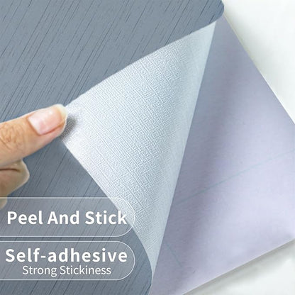 Grey Blue Grasscloth Peel and Stick Wallpaper 15.74" x 196.85" Textured Neutral - Image 9