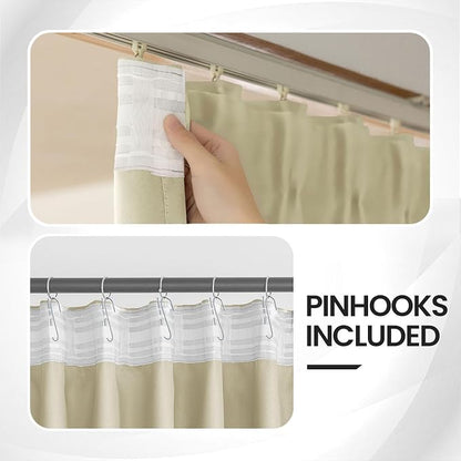 Beige Blackout Curtains for Living Room 52 x 90 Inch Long 2 Panels Set - Image 3