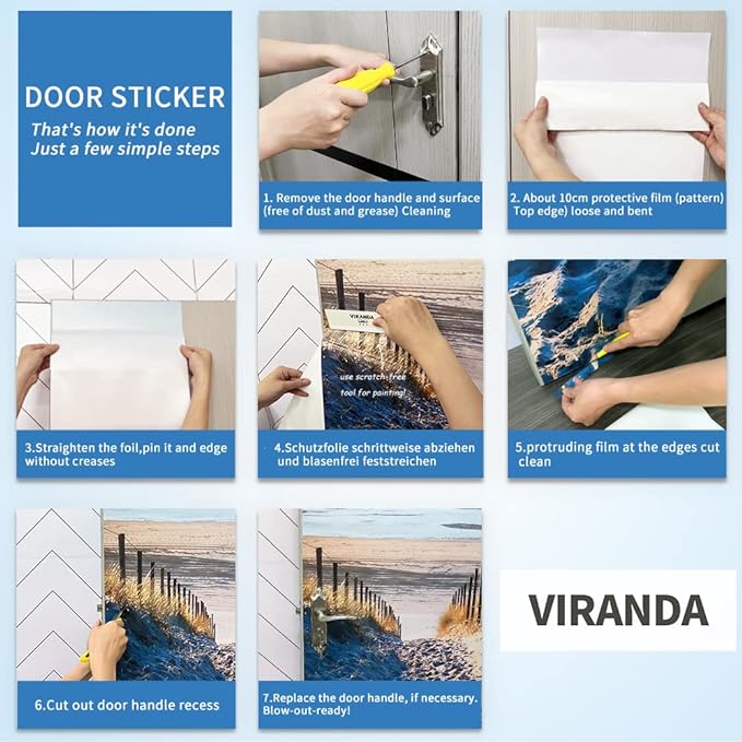 3D Door Stickers Murals - Bamboo - Peel and Stick Wallpaper - Self-Adhesive Removable PVC Waterproof Door Poster - 34.6" x 78.7"