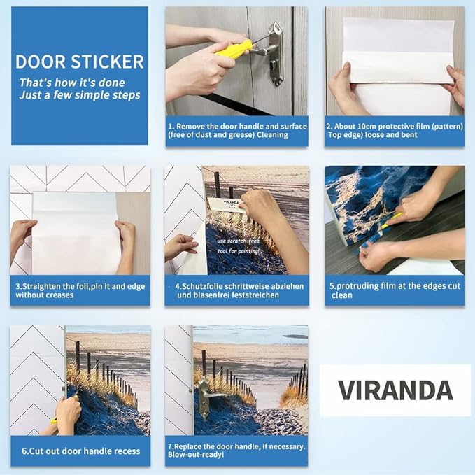 3D Peel and Stick Murals - Three-dimensional Wallpaper Self-adhesive Decals Removable PVC Waterproof Door Poster for Bedroom Living Room Wall Decoration 37.4 x 84.6 inch