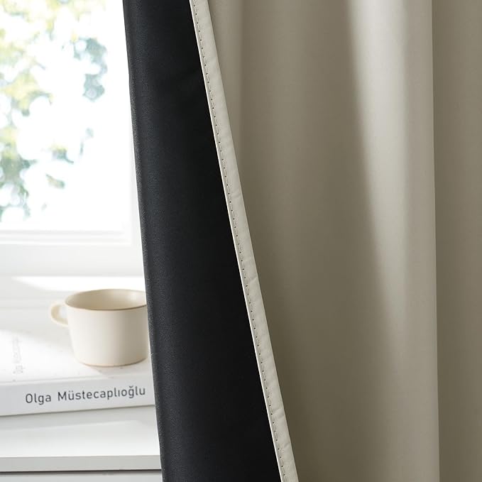 RYB HOME Bedroom Blackout Curtains 72 inches Long, 100% Blackout Thermal - Image 3