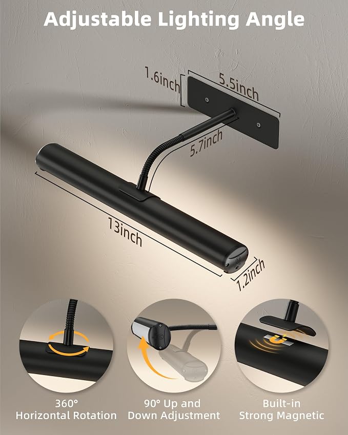 EZVALO 13-Inch Wireless Picture Light, 4000mAh Rechargeable Battery LED Art - Image 6