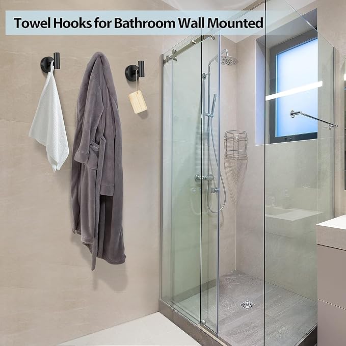Kruodop Towel Hooks for Bathroom, 4 Packs Wall Mount Towel Holder, Stainless - Image 4