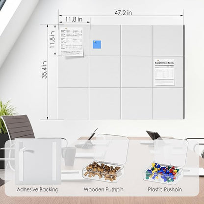 MaxGear Large Cork Board for Wall 48" x 36" White Bulletin Board, 12 Pack Felt - Image 5