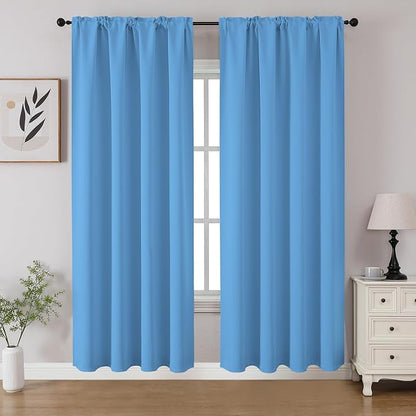 CUCRAF Light Blue Blackout Curtains 72 inch Length 2 Panels Set, Rod Pocket by CUCRAF