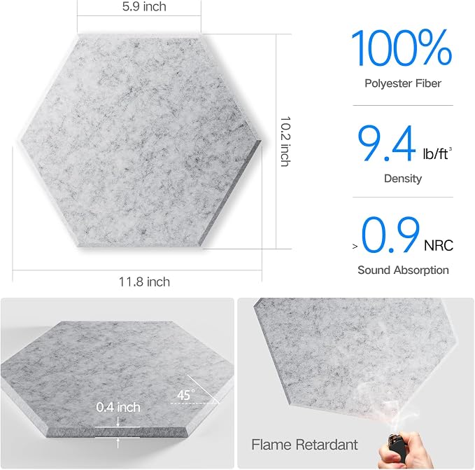 8 Pack Self-Adhesive Acoustic Panels 12" X 10" X 0.4" - Image 3