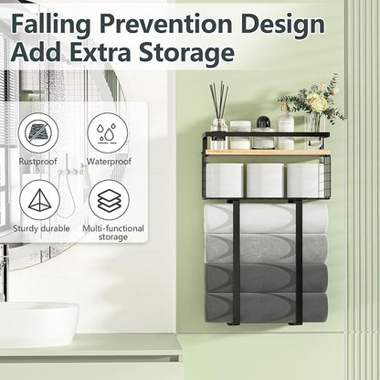 Xstydes Towel Racks for Bathroom, Metal Towel Holder - Image 5