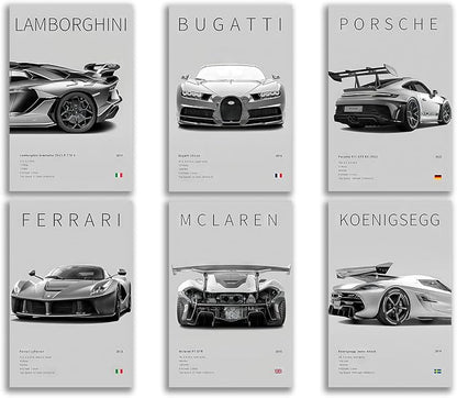 CSLGQGV Car Poster Vintage Racing Car Wall Art Supercar Canvas Prints Painting by Unknown