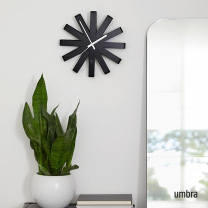 Umbra Ribbon Modern 12" Wall Clock, Silent Non Ticking Battery Operated Quartz - Image 2