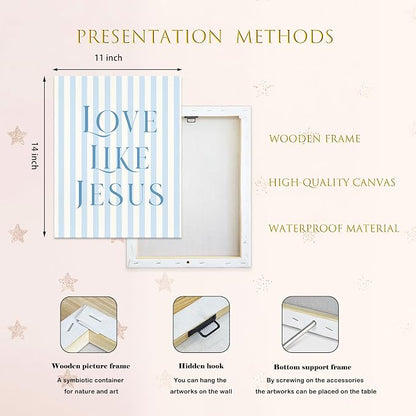 LARTSFRO Coquette Blue Bow Jesus Canvas Wall Art Decor Posters Prints, Light - Image 4