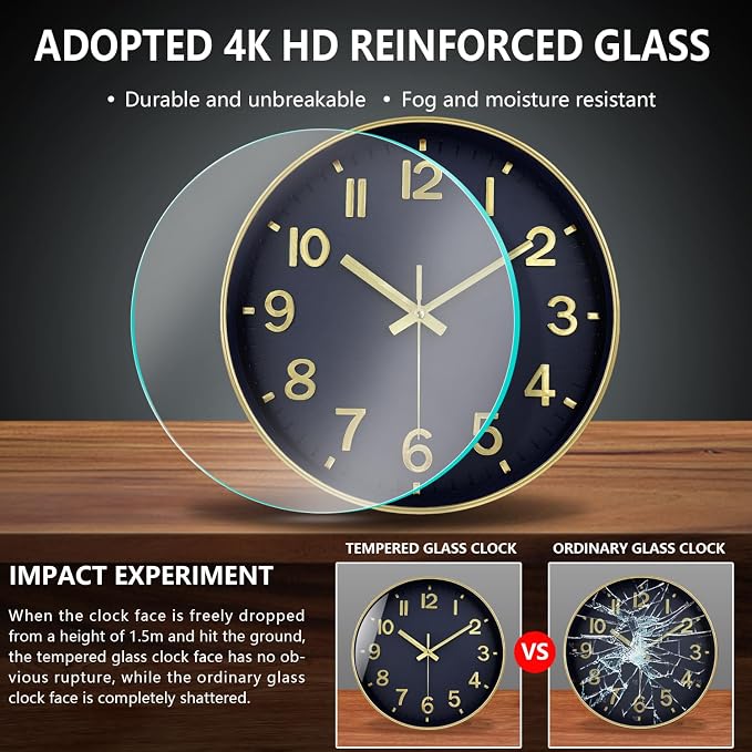 Wall Clock, 8 Inch Wall Clocks Battery Operated, Modern Non Ticking Silent - Image 5