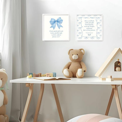 LARTSFRO Coquette Blue Bow Jesus Wall Art Decor Posters, Light Blue Bow - Image 5