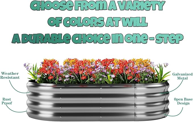 Large Raised Garden Bed Galvanized Metal Round Raised Garden Bed Outdoor for Gardening，8x2x1FT for Vegetables Flowers Ground Planter Box