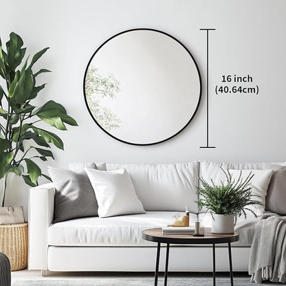 Oruii Small Round Mirror 16 inch, Small Black Circle Mirror Metal Frame - Image 3
