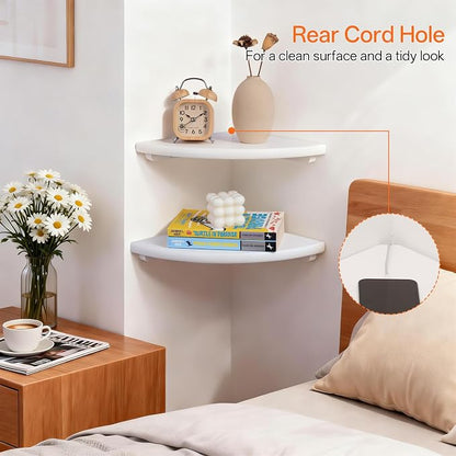 Gieanoo White Corner Wall Shelf 16inch Solid Oak Wood Floating Corner Shelf - Image 3
