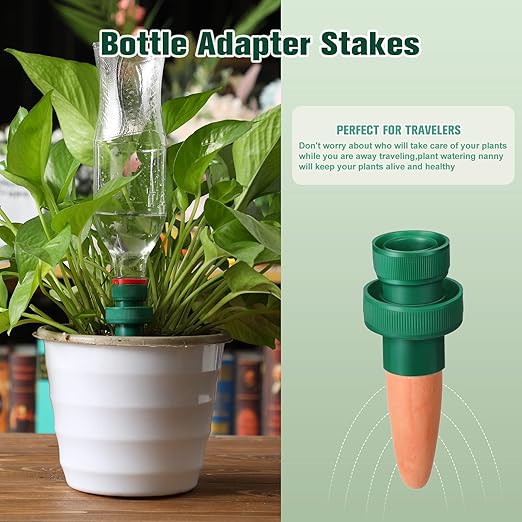 Patelai Terracotta Plant Watering Spikes Self to Use with Cola Bottles Houseplant Watering Stakes Automatic Irrigation System (10 Pack,Terracotta)