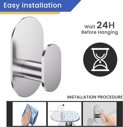 Aikzik Adhesive Towel Hooks - 26LB Heavy Duty Wall Sticky Waterproof Hooks - Image 8
