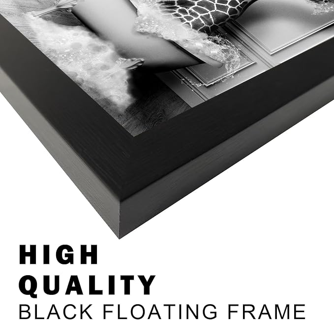 Black and White Bathroom Wall Decor Funny Giraffe in Bathtub Decor Framed - Image 5