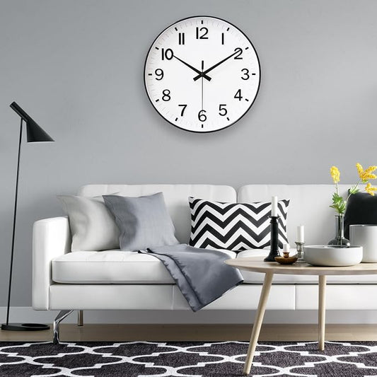 HZDHCLH White Analog Wall Clocks Battery Operated, 12 inch Silent Non Ticking - Image 2