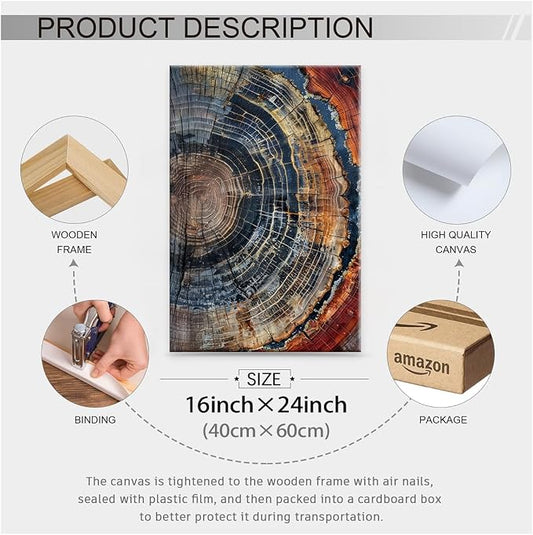 Vintage Trendy Abstract Tree Ring Wall Art Modern Colorful Nature Poster 16x24 - Image 2