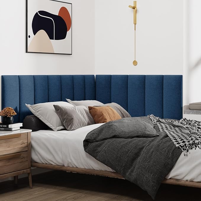 IF NOW Upholstered Wall Mounted Headboard, 3D Soundproof Wall Panels Peel and - Image 3