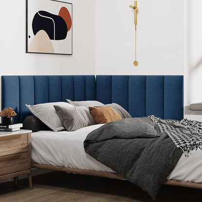 IF NOW Upholstered Wall Mounted Headboard, 3D Soundproof Wall Panels Peel and - Image 3