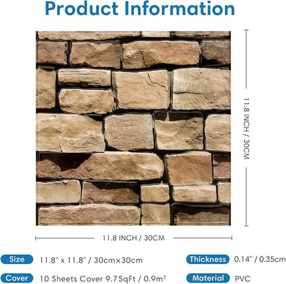 COMSTICKC Peel and Stick Faux Stone Wall Sticker Wall Panels, Not Real Stone - Image 3