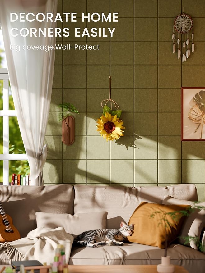 Bumusty Large Felt Bulletin Board, 30 Push Pins, 40 Adhesive Tabs, Olive Green - Image 4