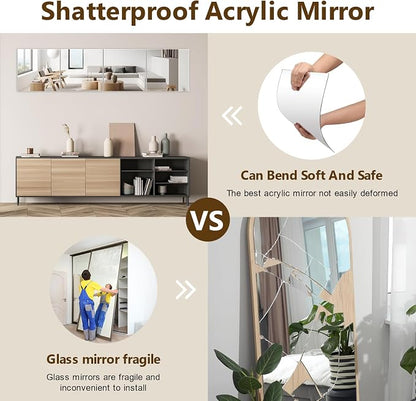 Shiftshade 4 Pack Wall Mirror Full Length, 12 x 12 Inch Acrylic Mirror Tiles - Image 4
