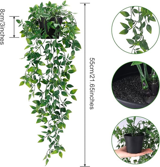 Whonline Fake Hanging Plants, Artificial Small Potted Plants - Image 2