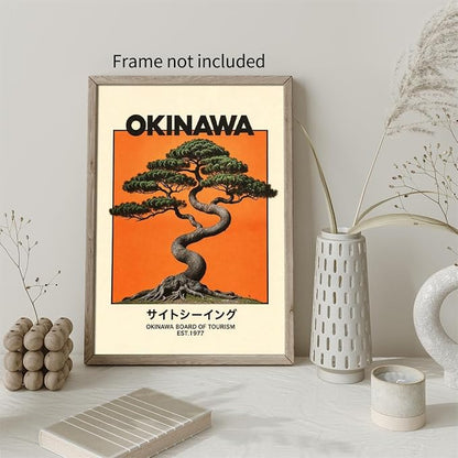 Heltrappe Japanese Canvas Wall Art Okinawa Prints Vintage Japanese Bonsai Tree - Image 4